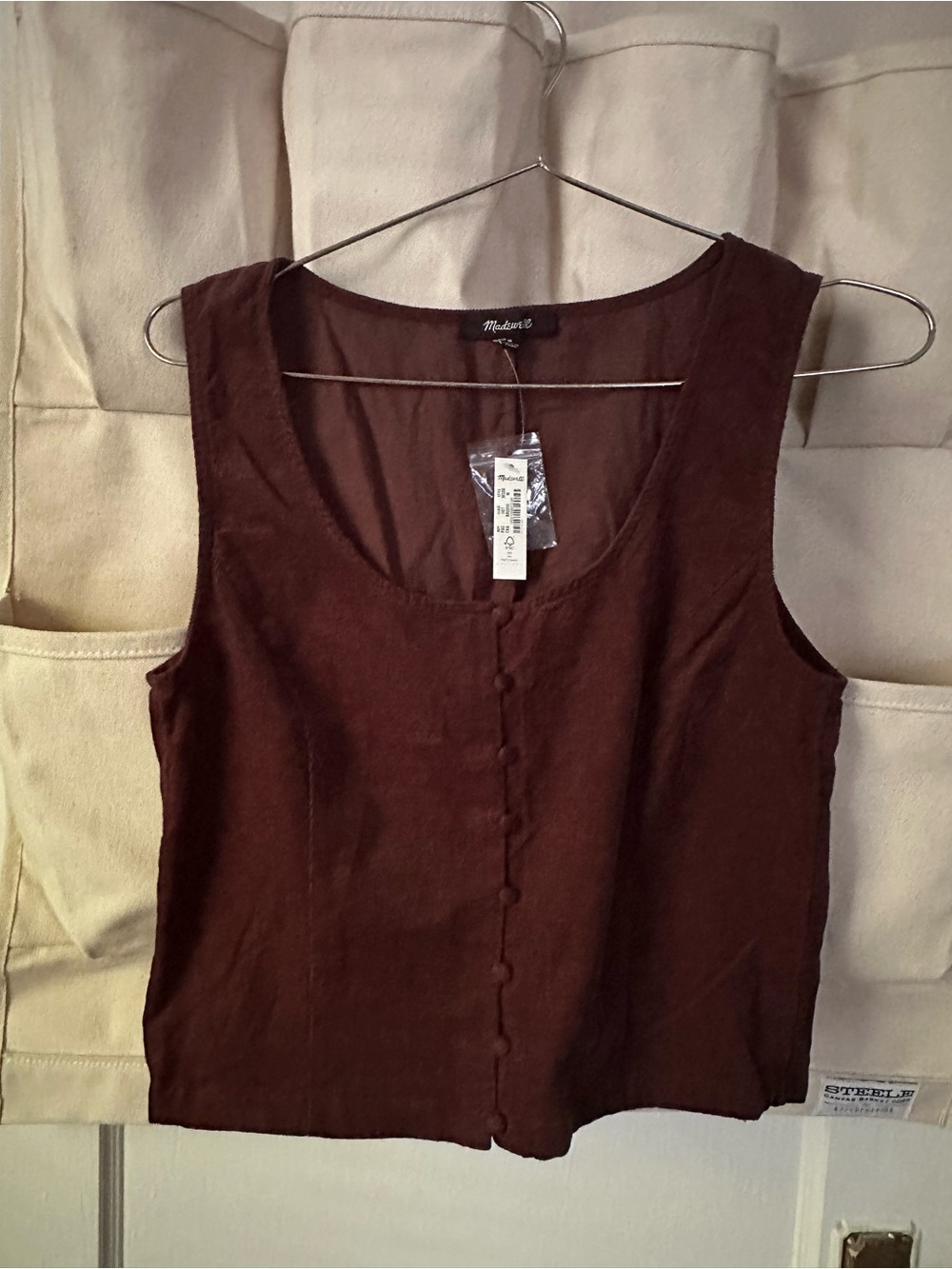 Madewell brown corduroy button up top NWT